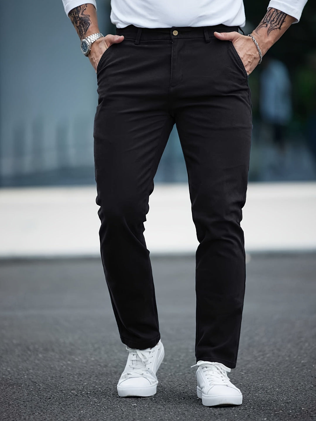 Levoire | Pantalon En Coton Slim Fit Pour Homme Avec Broderie Couleurs De Saison Noir