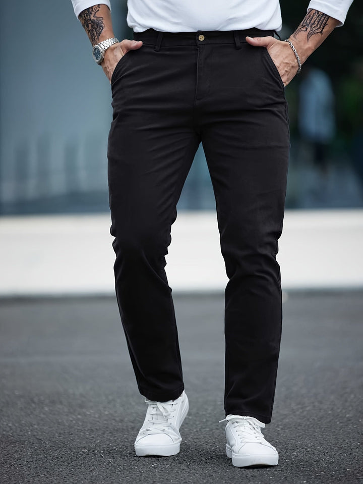 Levoire | Pantalon En Coton Slim Fit Pour Homme Avec Broderie Couleurs De Saison Noir