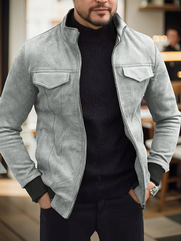 Levoire | Veste Zippée À Col Montant Long À Manches Longues Gris