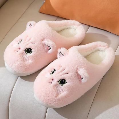 Levoire | Chaussures en peluche avec un chat mignon Rosa