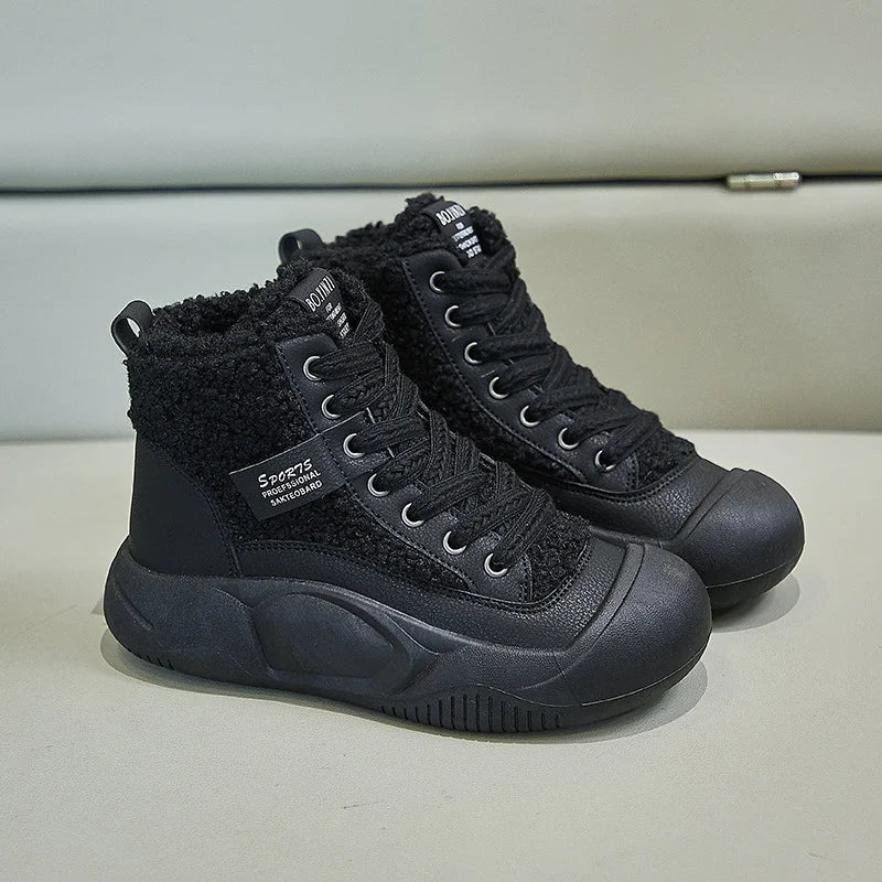 Levoire | Bottes Matelassées En Tissu Teddy Lisse Chaud Et Résistant Noir