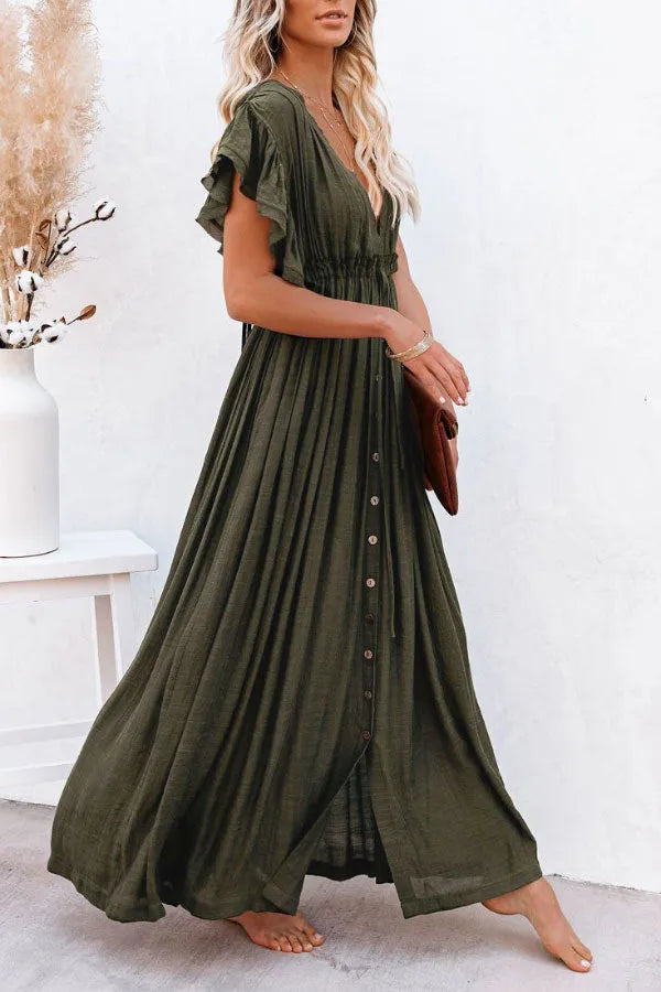 Levoire | Fairy Air Robe à encolure en V et à manches volantées