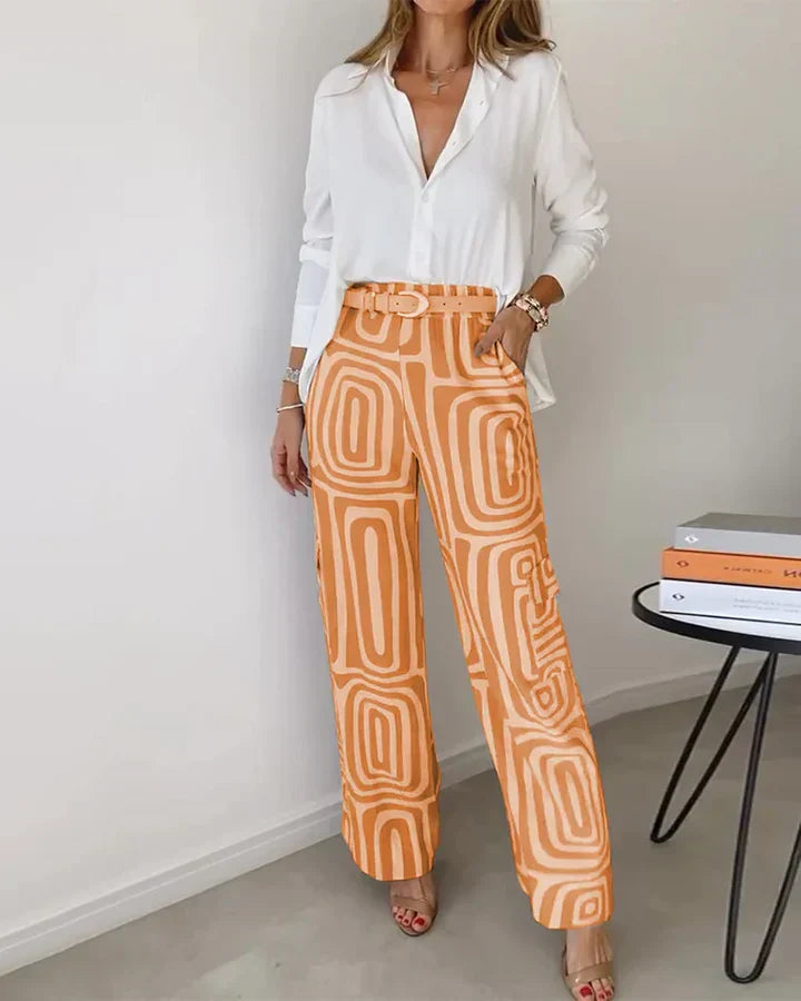 Levoire | Pantalon taille haute avec poches Orange