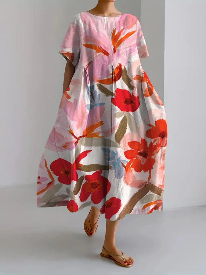 Levoire | Robe décontractée pour femmes à motifs floraux Rose pâle