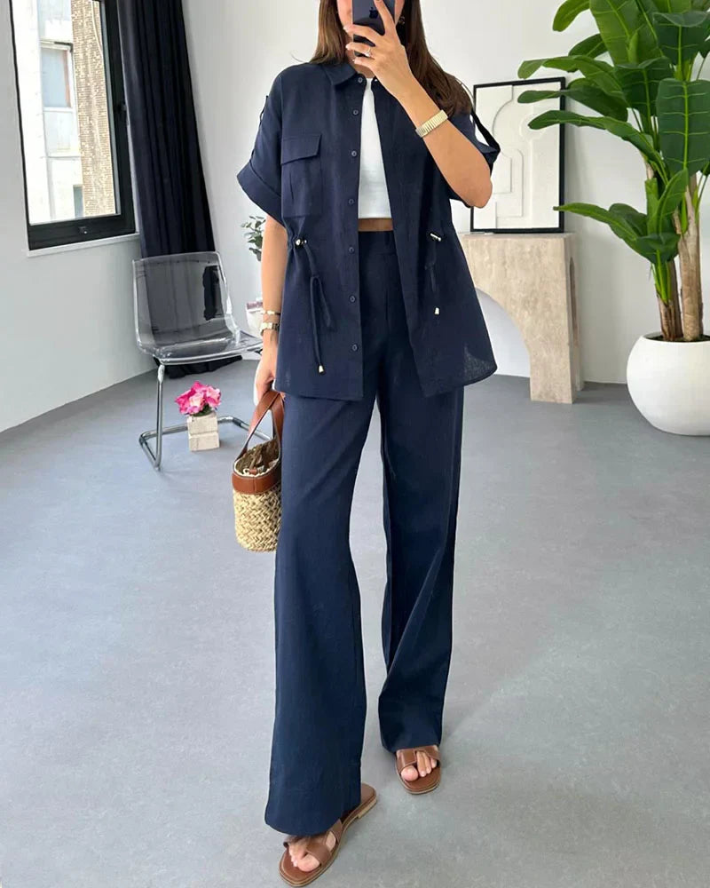 Levoire | Vêtements De Travail Ensemble À Deux Pièces Avec Cordon De Serrage Bleu