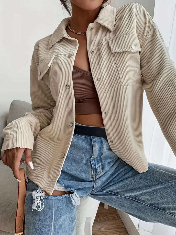 Levoire | Veste Velours Côtelé Boutons Khaki