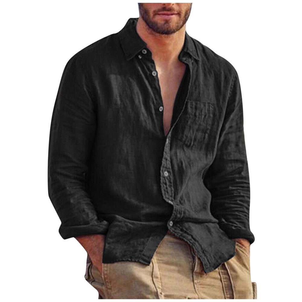 Levoire | Chemise En Lin À Col En V Homme noir