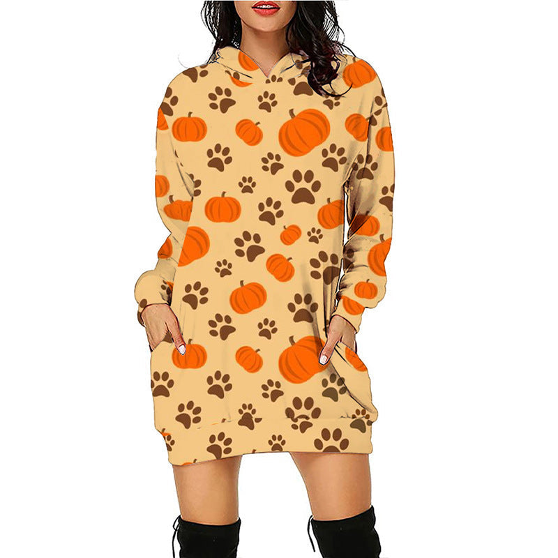 Levoire | Imprimé Halloween sweat à capuche moyen avec manches longues Motif4