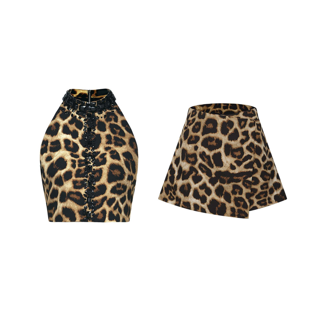 Levoire | Top Et Jupe À Motif Léopard Ensemble Assorti