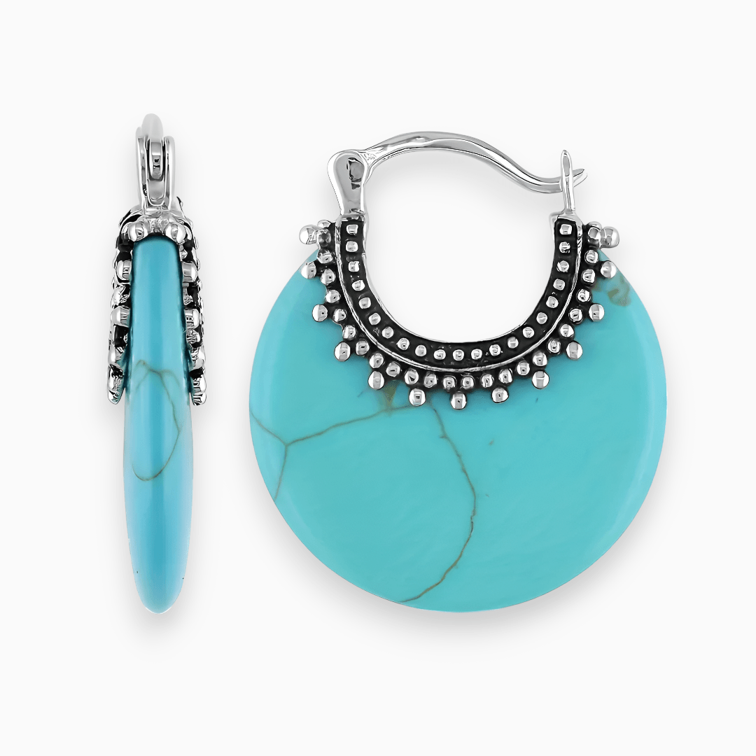 Levoire | Boucles D'Oreilles Turquoise Flourish Bleu