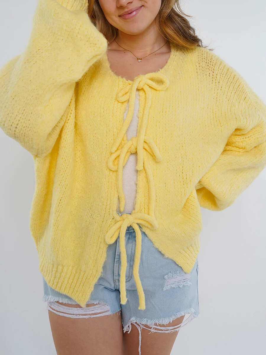 Levoire | Pull En Maille Stylé Ouvert Avec Design À Nouer Et Manches Longues