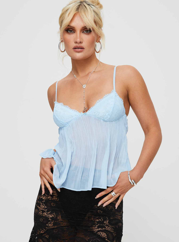 Levoire | Fine Travaill Blouse En Dentelle Femmes Bleu bébé