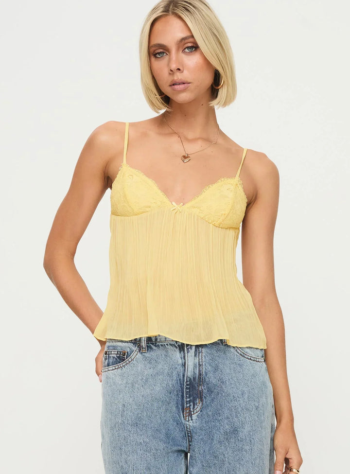 Levoire | Fine Travaill Blouse En Dentelle Femmes Jaune clair
