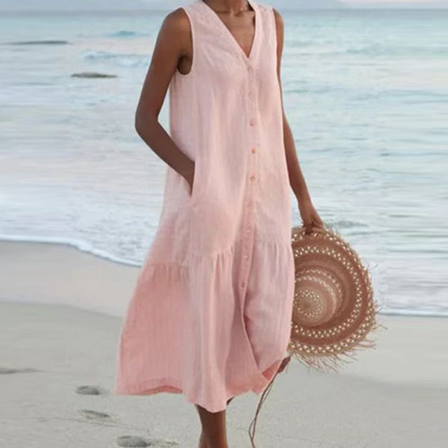 Levoire | Robe Flatteuse V-Cou Rose