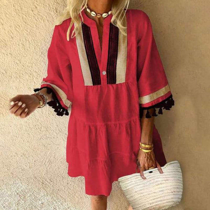 Levoire | Élégante robe bohème légère à volants Rouge