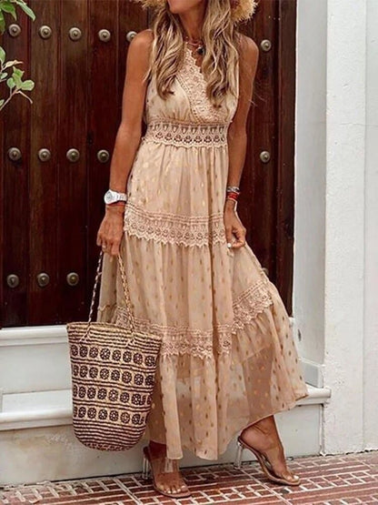 Levoire | Robe De Vacances D'été Pour Femme - Maxi Kaki
