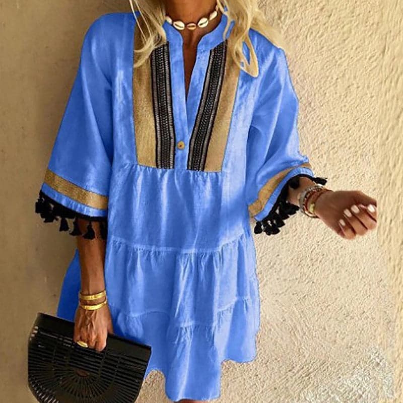 Levoire | Élégante robe bohème légère à volants Bleu