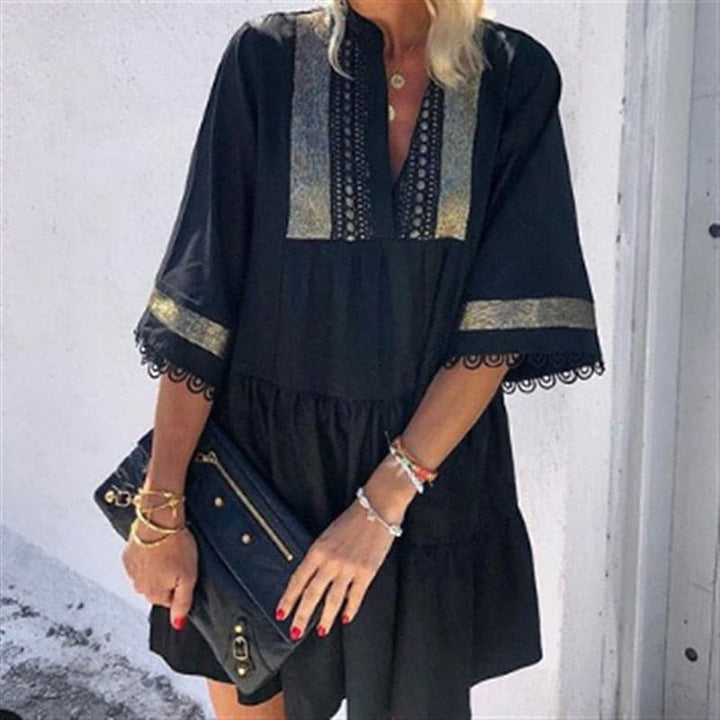 Levoire | Élégante robe bohème légère à volants Noir