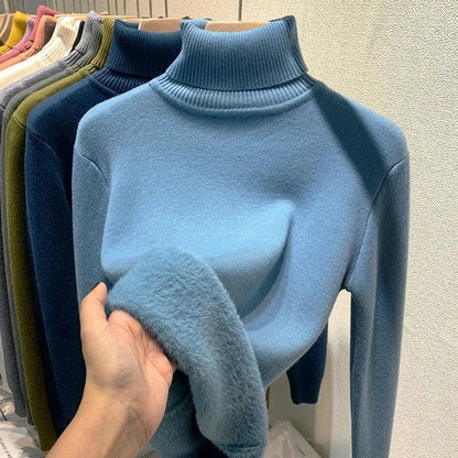 Levoire | Pull en laine polaire à manches longues et col roulé Bleu