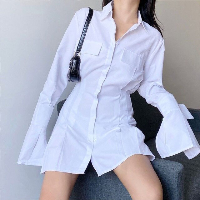Levoire | Robe À Manches Longues Classique Et Polyvalent Blanc