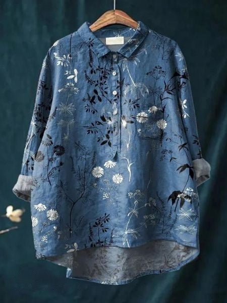 Levoire | Blouse À Fleurs Élégante Et Polyvalente Bleu ciel