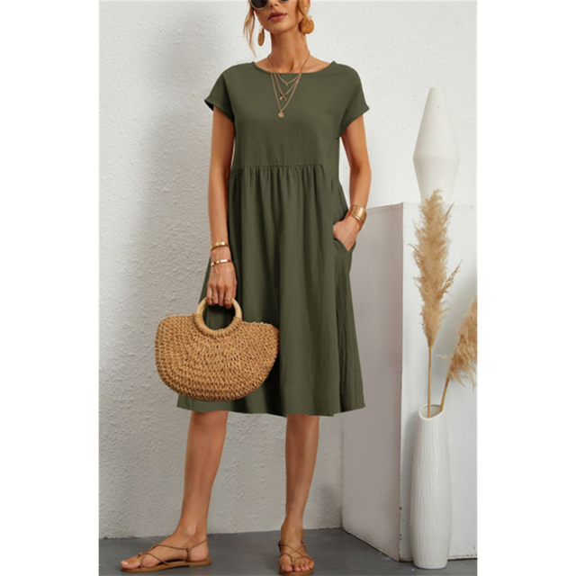 Levoire | Robe D'Été Midi Basique Vert