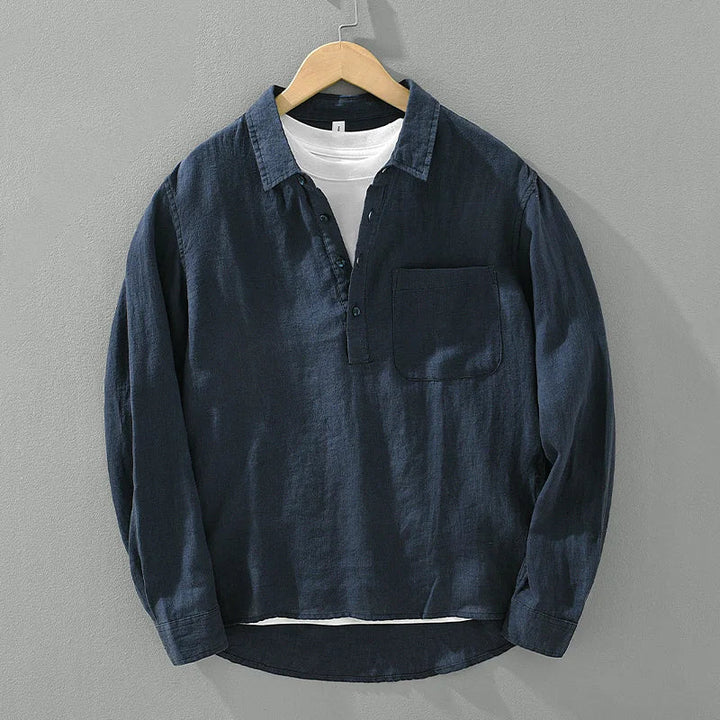 Levoire | Chemise En Lin Confortable Hommes Bleu foncé