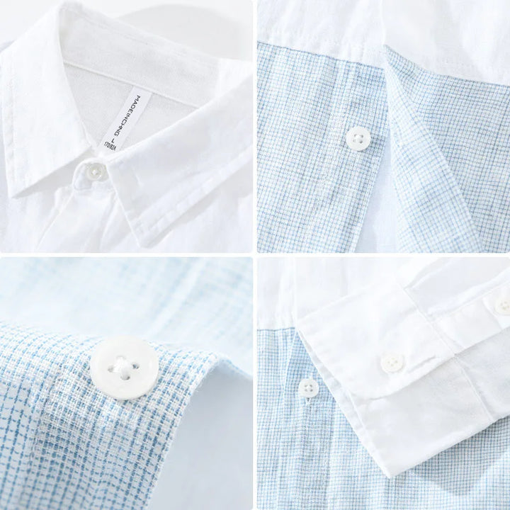Levoire | Chemise En Lin Patchwork Elegant Hommes