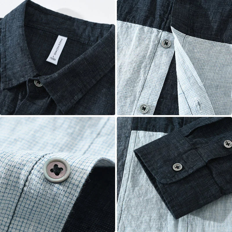 Levoire | Chemise En Lin Patchwork Elegant Hommes