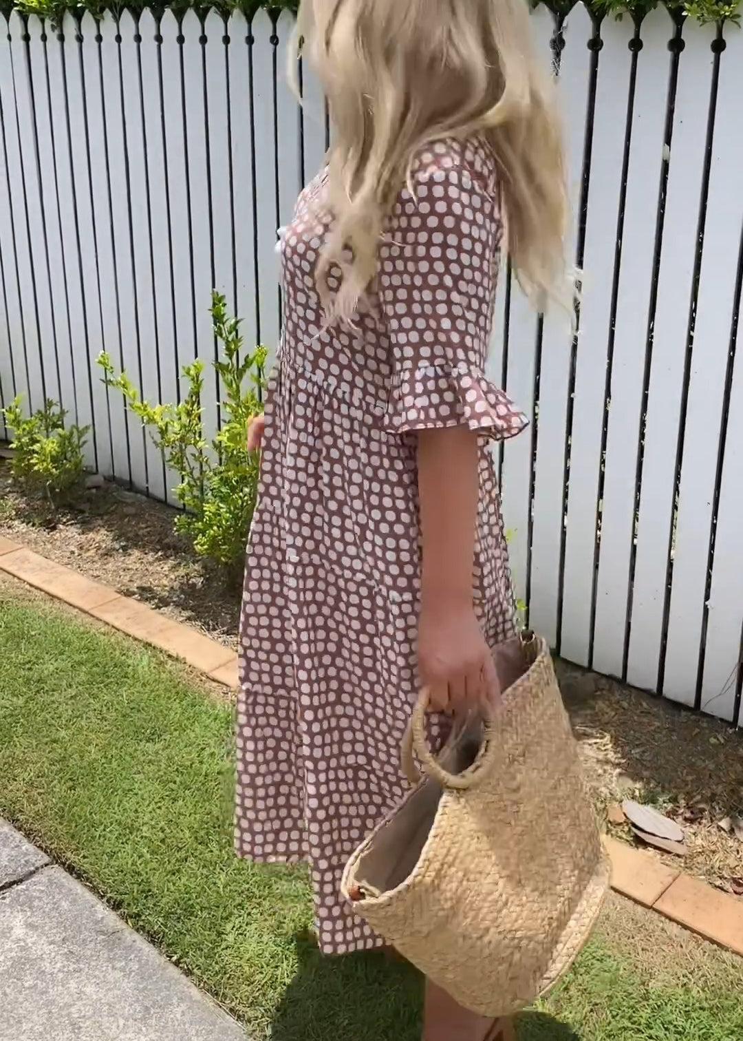 Levoire | Robe Midi Courte Manches Courtes Avec En Col Rond