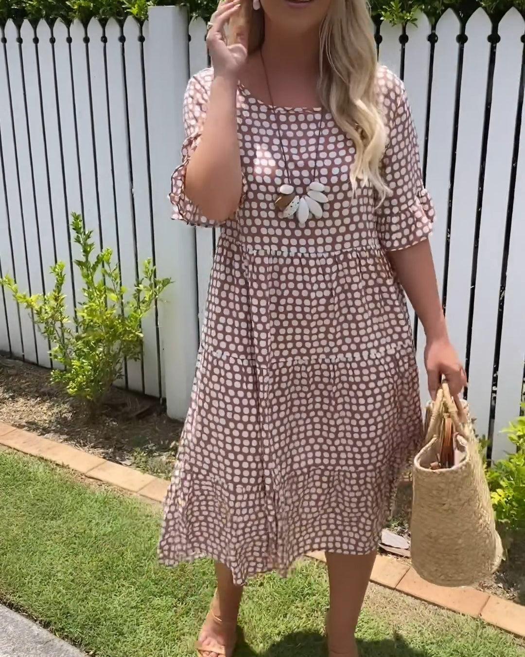 Levoire | Robe Midi Courte Manches Courtes Avec En Col Rond XL