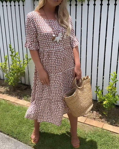 Levoire | Robe Midi Courte Manches Courtes Avec En Col Rond