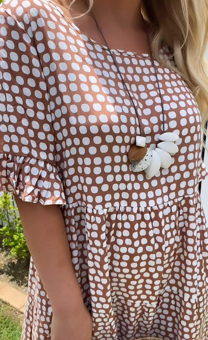 Levoire | Robe Midi Courte Manches Courtes Avec En Col Rond
