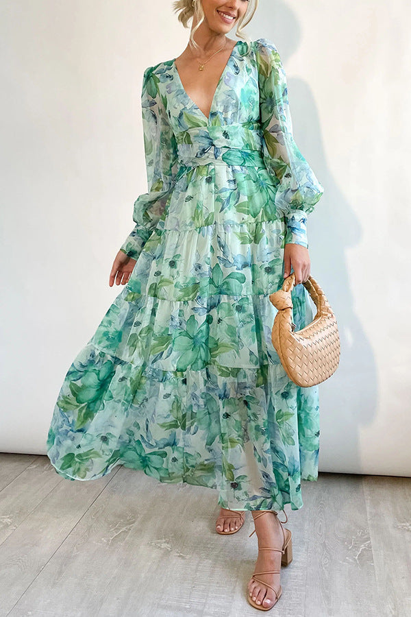 Levoire | Robe À Enrouler Avec Motif Floral Pour Femmes Vert
