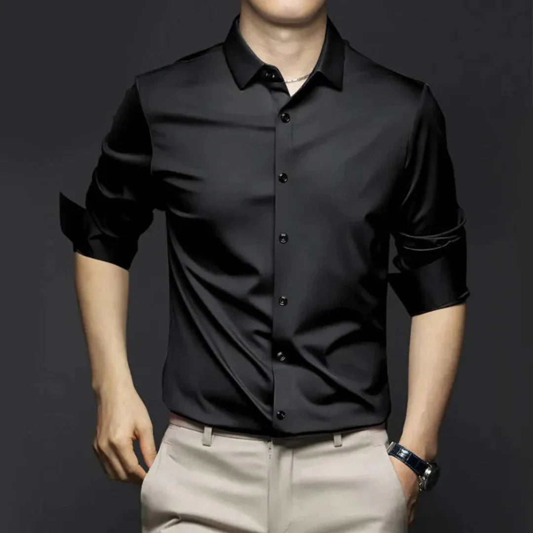 Levoire | Chemise Élégante à Manches Longues Boutonnée Noir