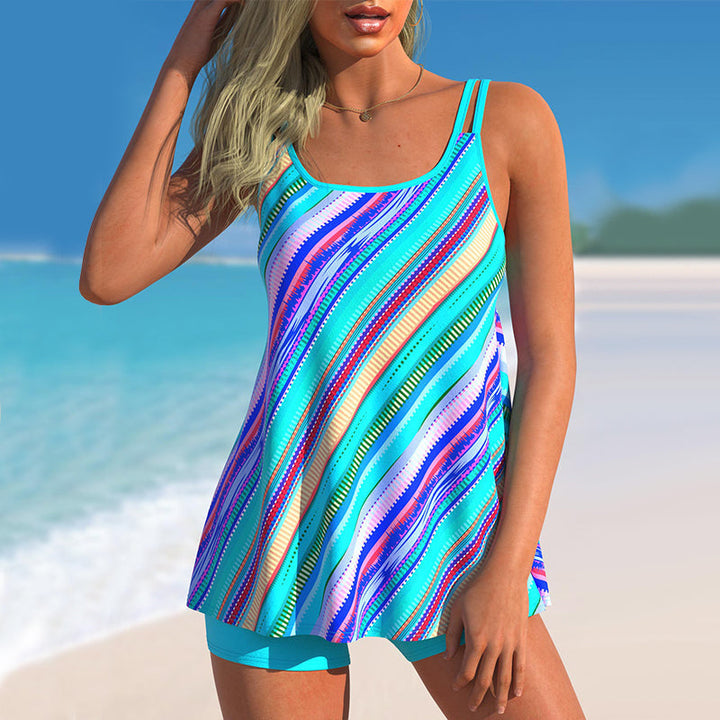 Levoire | Tankini Ensemble Avec Impression Raye Bleu