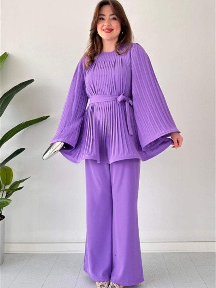 Levoire | Ensemble Deux Pièces Élégant Pour Femme - Plissé Violet