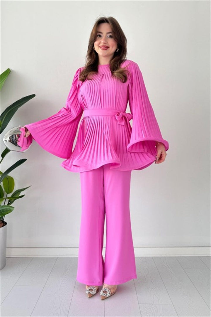 Levoire | Ensemble Deux Pièces Élégant Pour Femme - Plissé Rose
