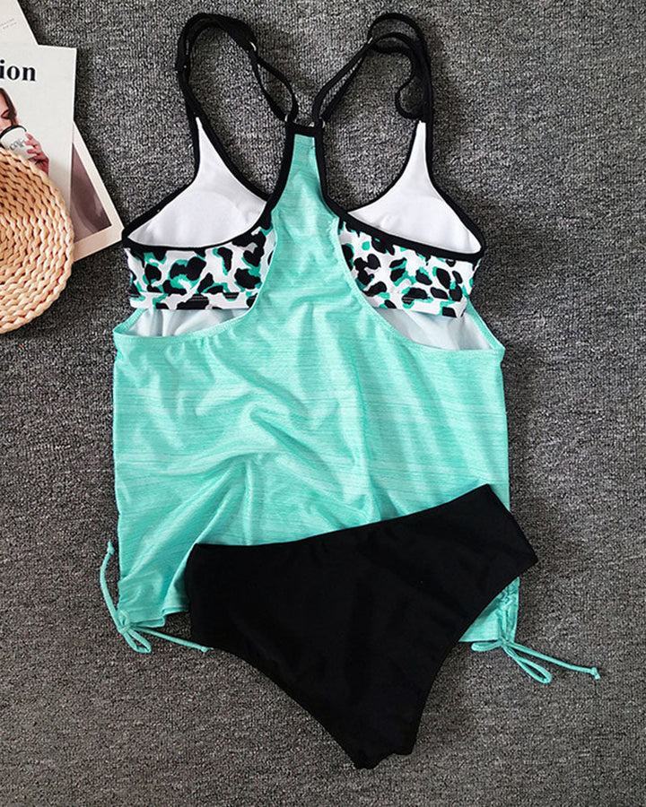 Levoire | Haut De Tankini Uni Avec Imprimé Léopard