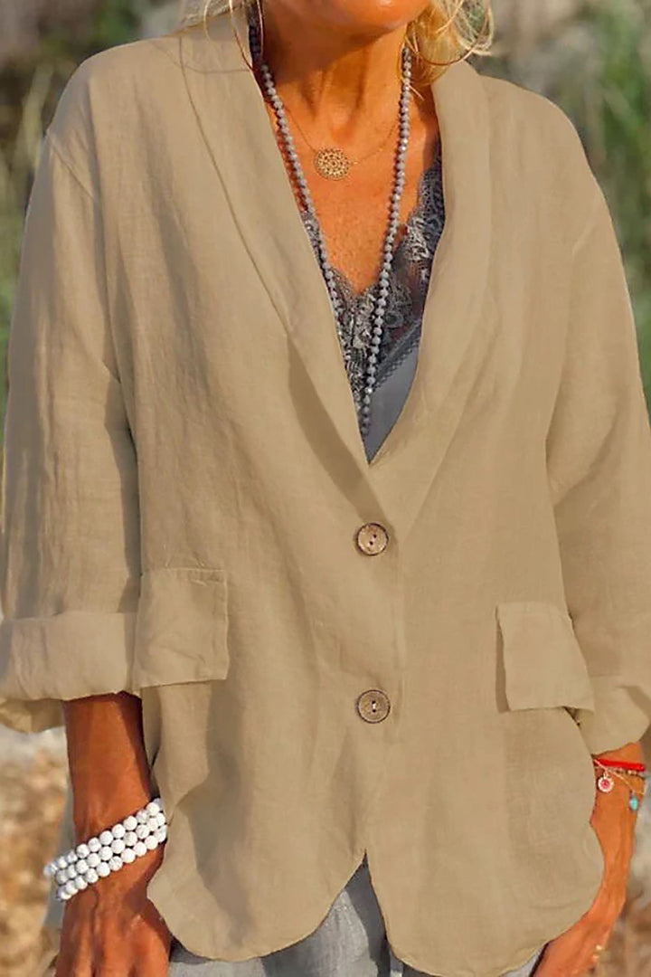Levoire | Veste en lin avec boutons Kaki