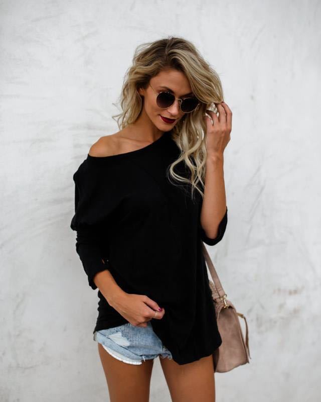 T-shirt femme oversize avec coupe asymétrique et design décontracté Levoire