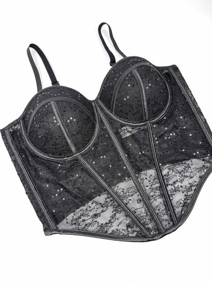 Levoire | Corset en filet transparent avec des détails en dentelle