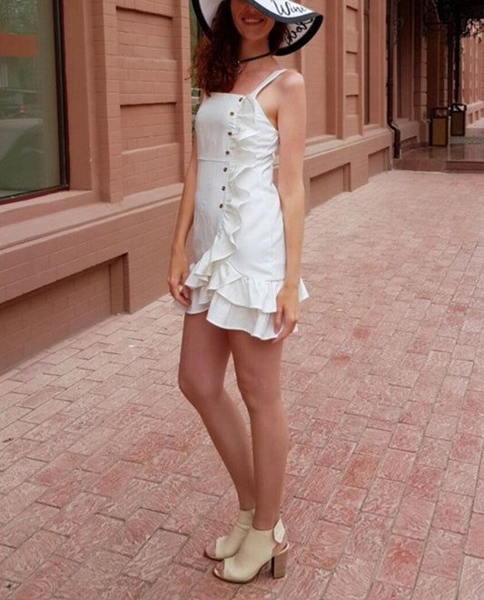 Levoire | Cols A-Ligne Robe Volante Blanc