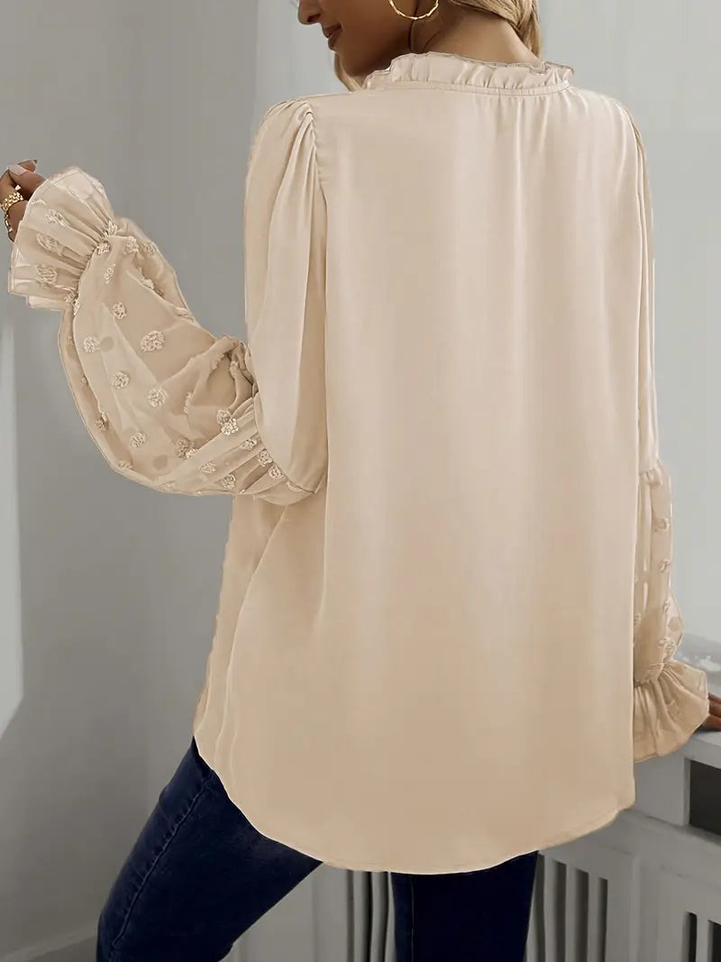 Levoire | Blouse Élégante À Col En V Avec Manches À Fleurs Pour Femmes