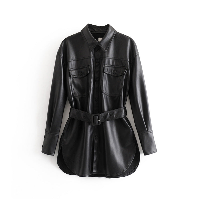 Levoire | Manteau Trench En Cuir Pour Femmes Noir