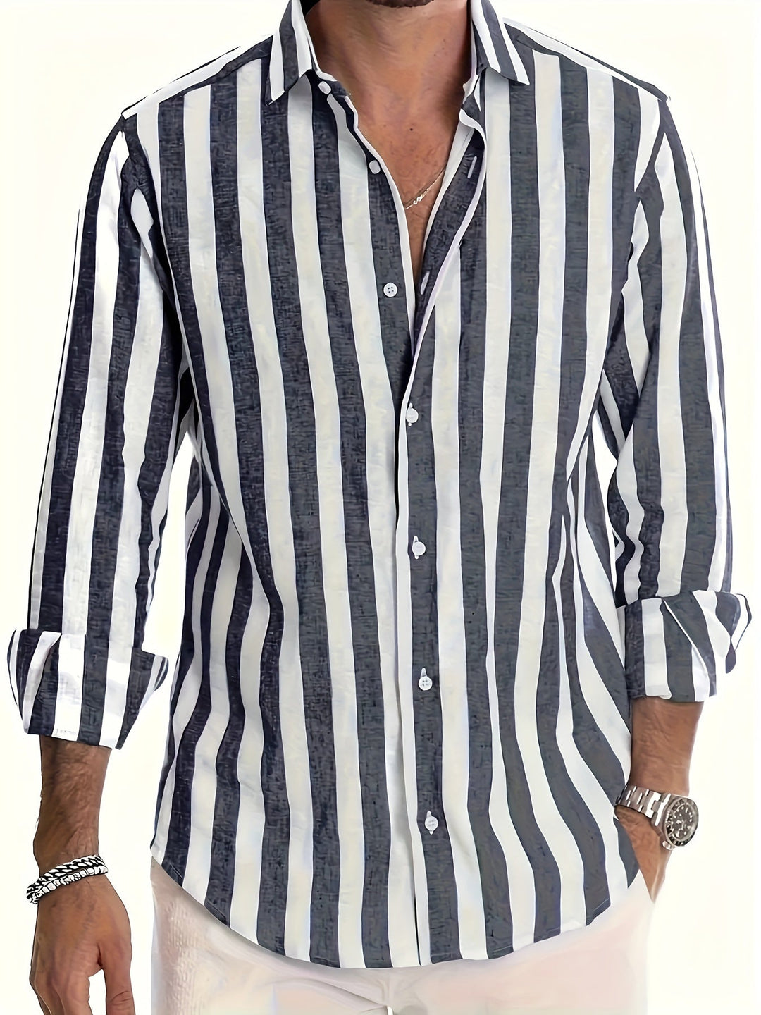 Levoire | Chemise À Manches Longues Rayée Pour Homme Blei Couleur