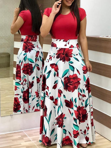 Jupe maxi pour femmes avec motifs floraux et taille élastique Levoire