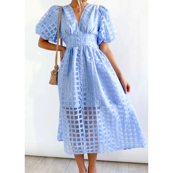 Levoire | Robe Longue En Tulle Avec Des Manches Bouffantes bleu clair