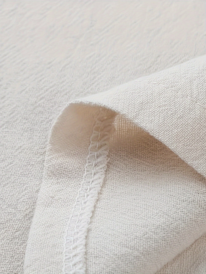 Levoire | T-Shirt Henley À Manches Longues En Mélange Coton-Lin Printemps/Automne