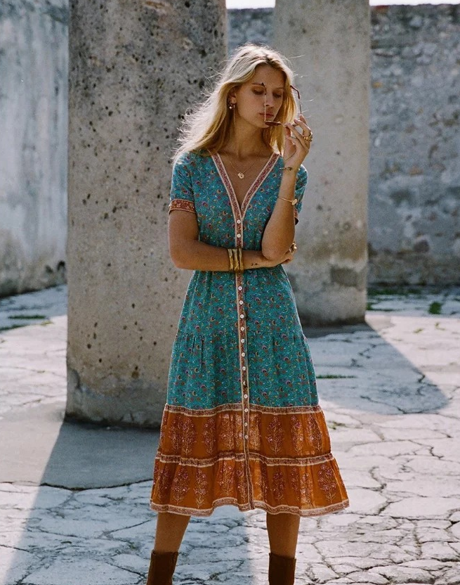 Levoire | Robe à imprimé bohème Bleu